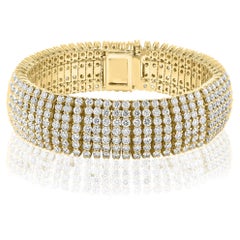 30.18 Carat Round Diamond Multi-Row Tennis Bracelet in 14K Yellow Gold