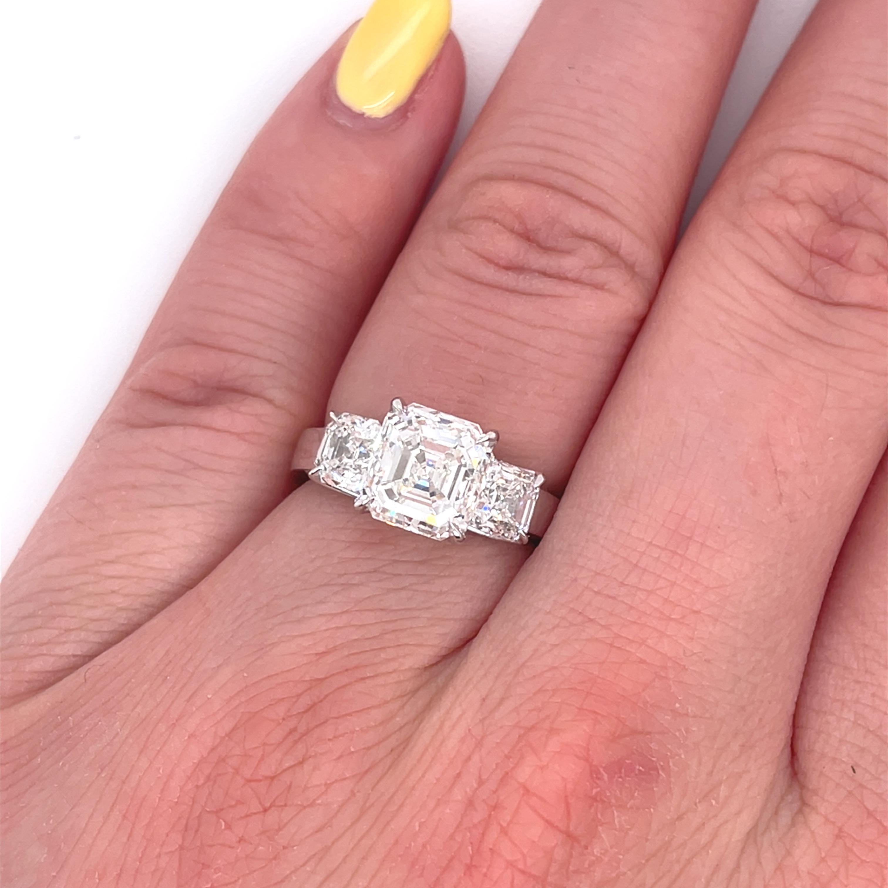 For Sale:  3.01ct Central Stone and 1.45ct Total Two Stone Diamonds with Platinum Engagemen 4