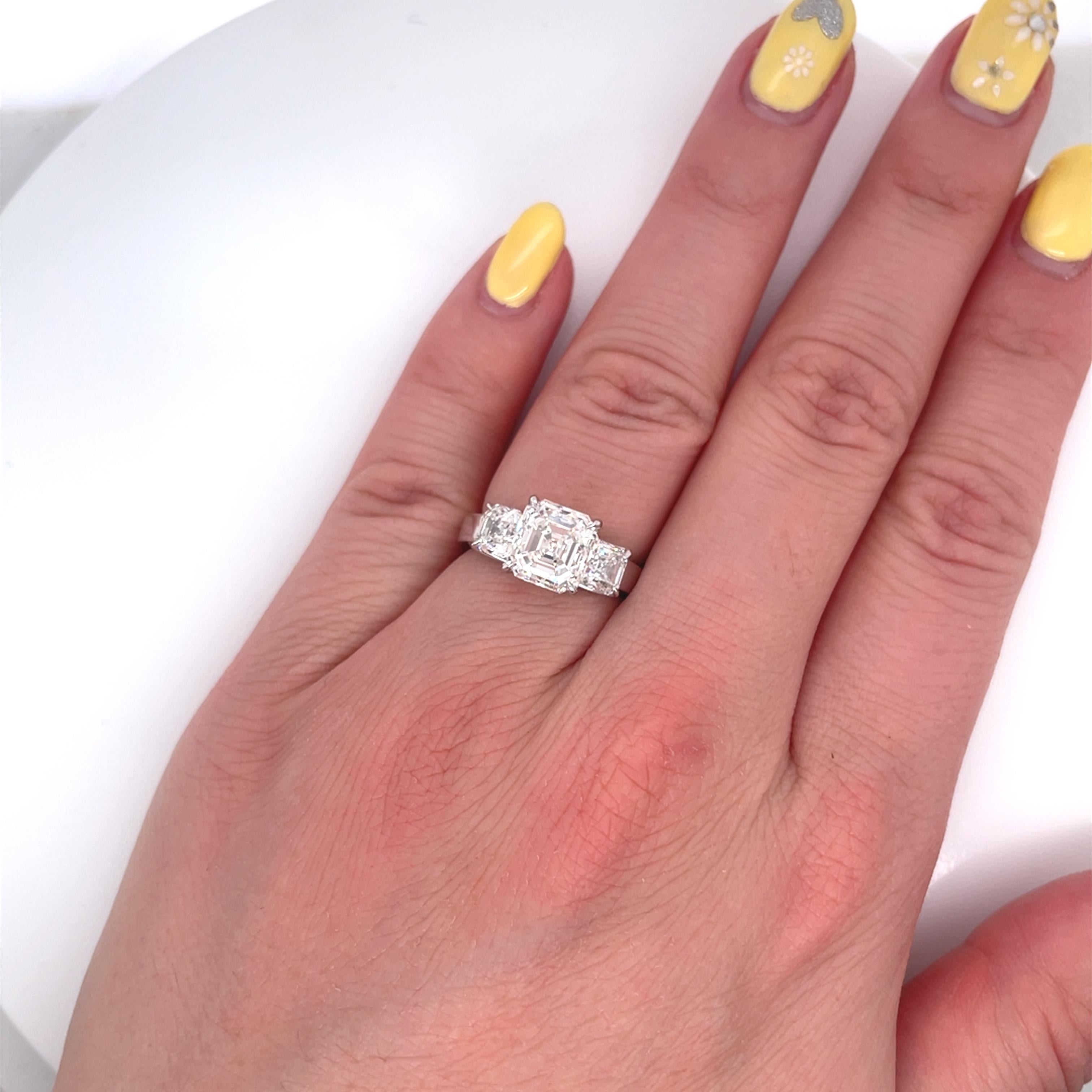 For Sale:  3.01ct Central Stone and 1.45ct Total Two Stone Diamonds with Platinum Engagemen 5