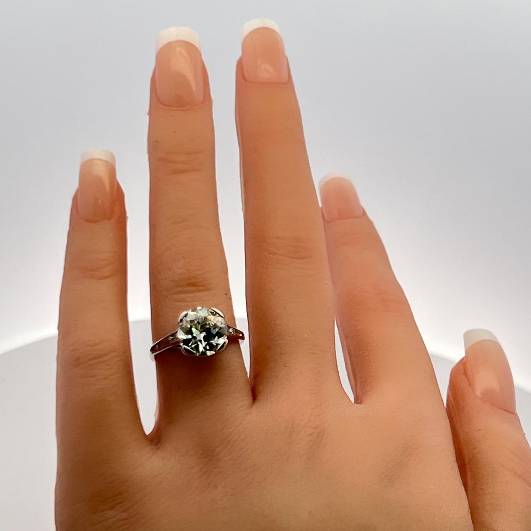 Anello di fidanzamento in platino con diamante circolare Brilliante K VS1 3,01ct GIA Vintage in vendita 5