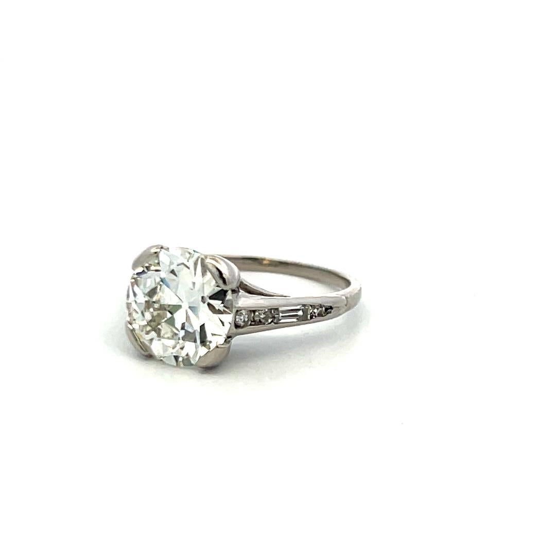 Anello di fidanzamento in platino con diamante circolare Brilliante K VS1 3,01ct GIA Vintage in vendita 1