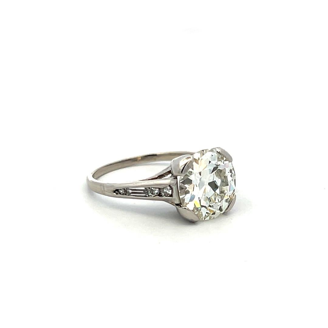 Anello di fidanzamento in platino con diamante circolare Brilliante K VS1 3,01ct GIA Vintage in vendita 2