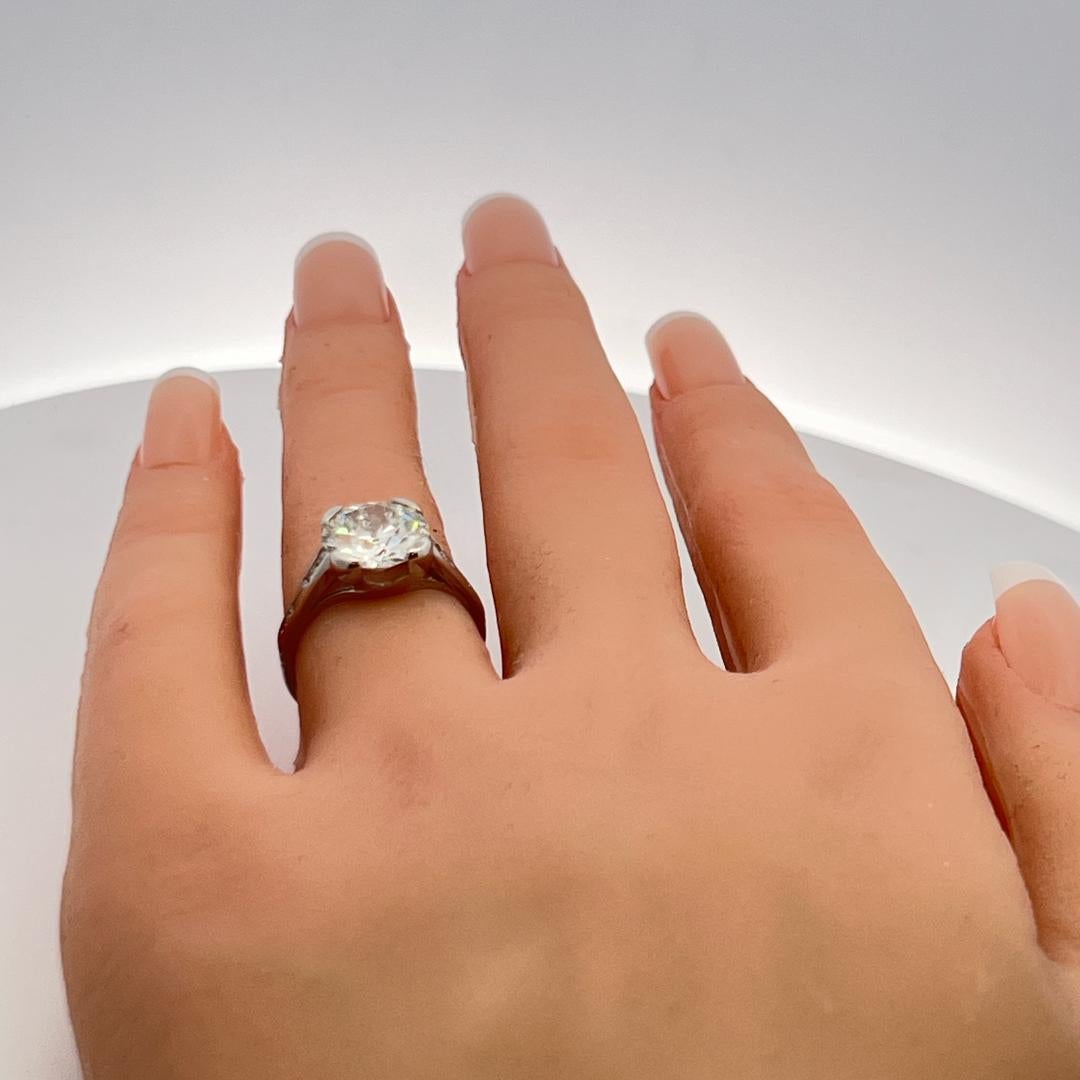 Anello di fidanzamento in platino con diamante circolare Brilliante K VS1 3,01ct GIA Vintage in vendita 4