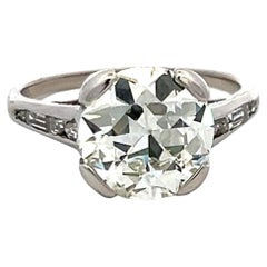 3.01ct Circular Brilliant K VS1 Diamond Platinum Engagement Ring GIA Vintage