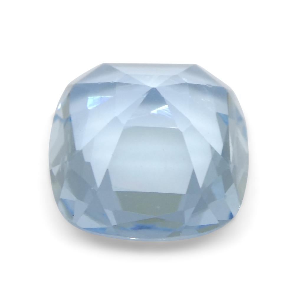Women's or Men's 3.01ct Cushion Blue Aquamarine from Brazil For Sale