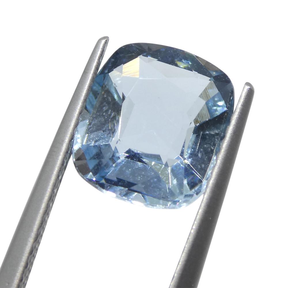3.01ct Cushion Blue Aquamarine from Brazil For Sale 1