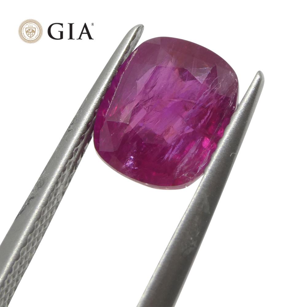 Brilliant Cut 3.01ct Cushion Red Ruby GIA Certified Afghanistan Unheated  For Sale