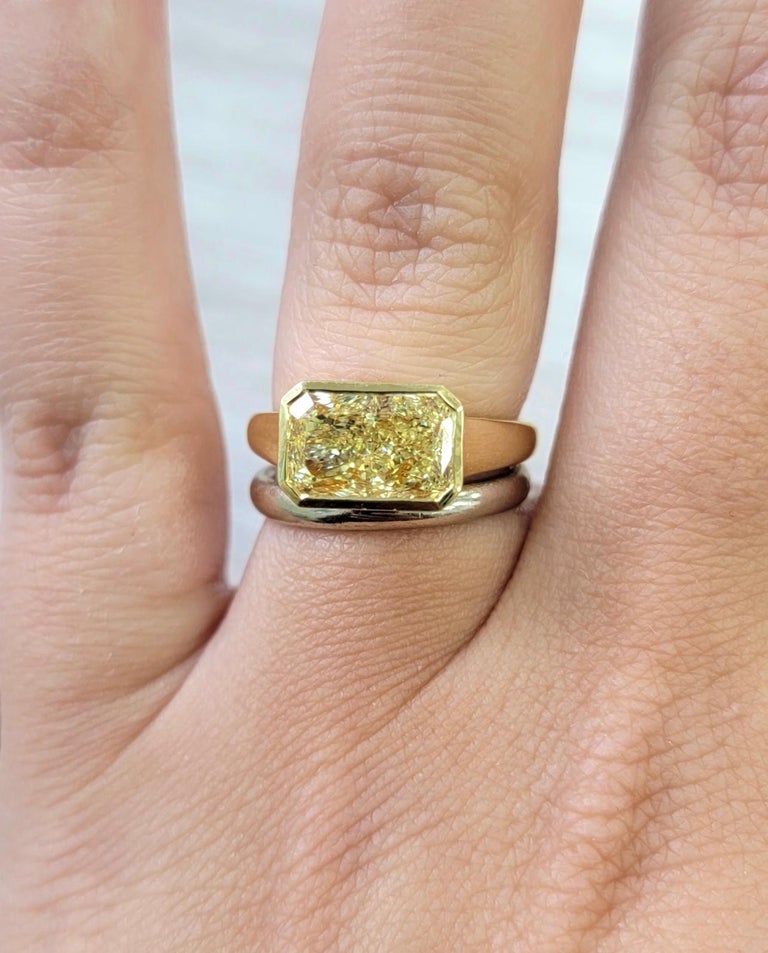 Yellow diamond bezel sale ring