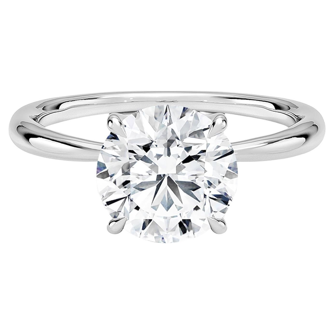 3.01ct GIA Certified Round Brilliant Cut Diamond Solitaire Ring In Platinum