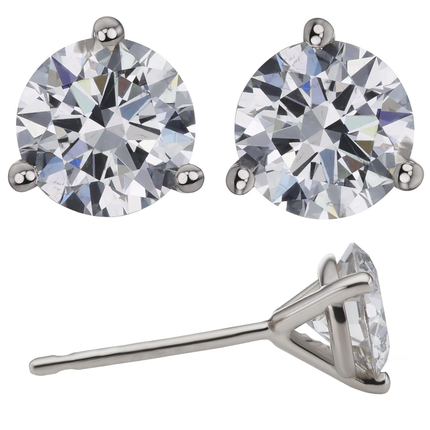 Beautiful 3.01ct Diamond Stud Earrings in 14K White Gold to make a statement with your look. You shall need stud earrings to make a statement with your look. These earrings create a sparkling, luxurious look featuring round-cut diamonds. This