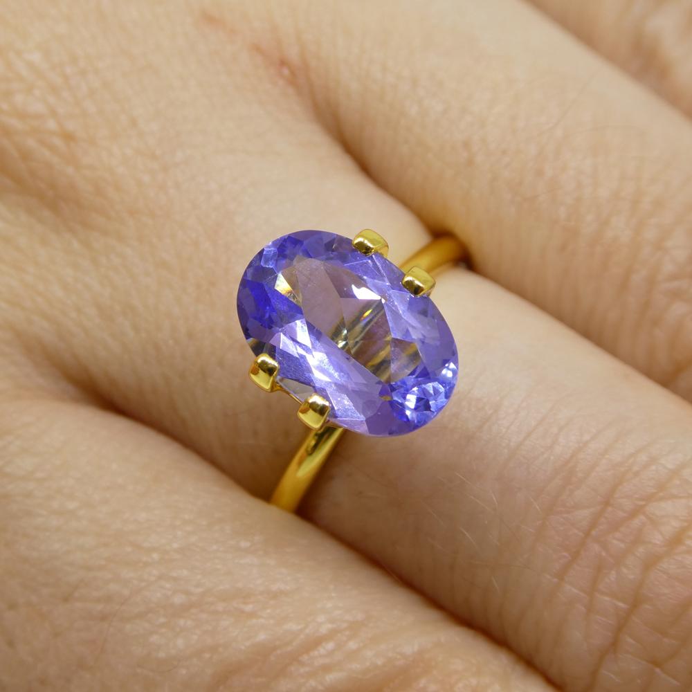Description:

Gem Type: Tanzanite
Number of Stones: 1
Weight: 3.01 cts
Measurements: 11.48 x 7.76 x 4.53 mm
Shape: Oval
Cutting Style Crown: Modified Brilliant Cut
Cutting Style Pavilion: Step Cut
Transparency: Transparent
Clarity: Very Very