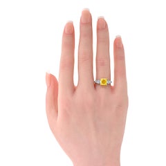 3.01ct Radiant Cut Fancy Intense Yellow Diamond Engagement Ring