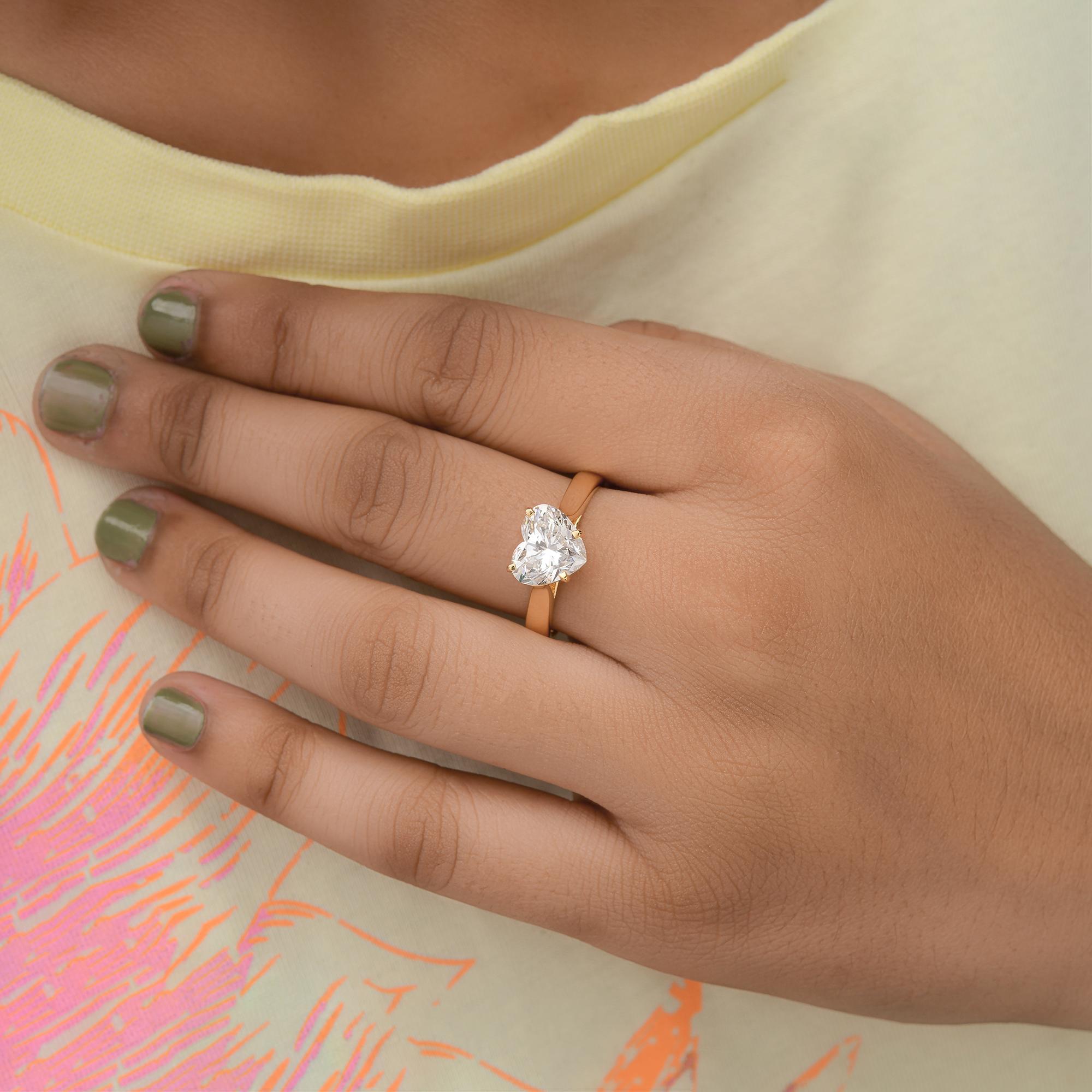 En vente :  3.01ct Solitaire Heart Diamond Engagement Ring 18k Yellow Gold Fine Jewelry Gift 2