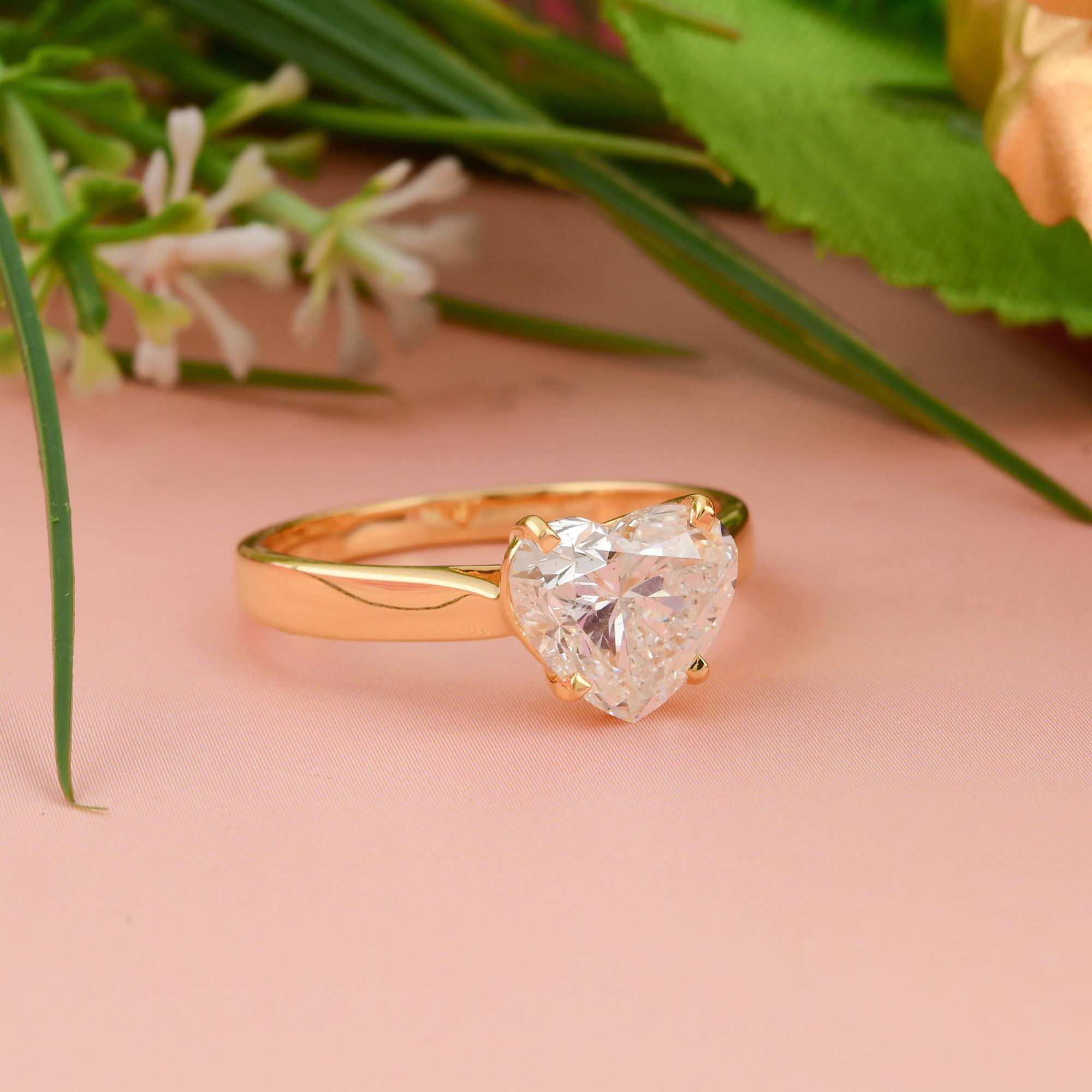 En vente :  3.01ct Solitaire Heart Diamond Engagement Ring 18k Yellow Gold Fine Jewelry Gift 3