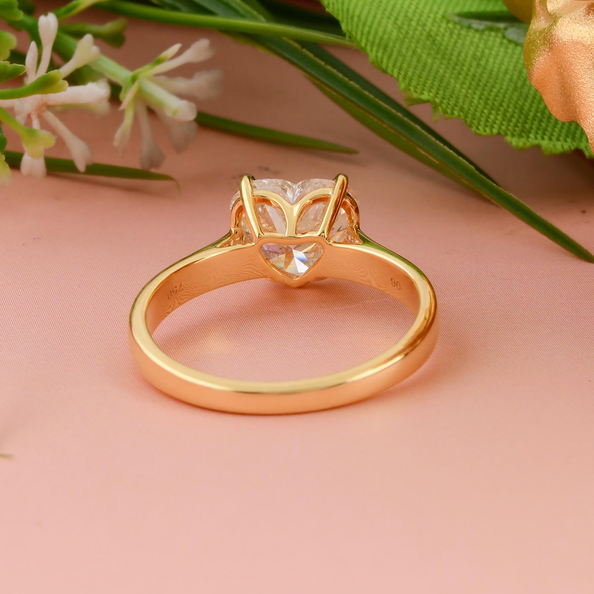 En vente :  3.01ct Solitaire Heart Diamond Engagement Ring 18k Yellow Gold Fine Jewelry Gift 8