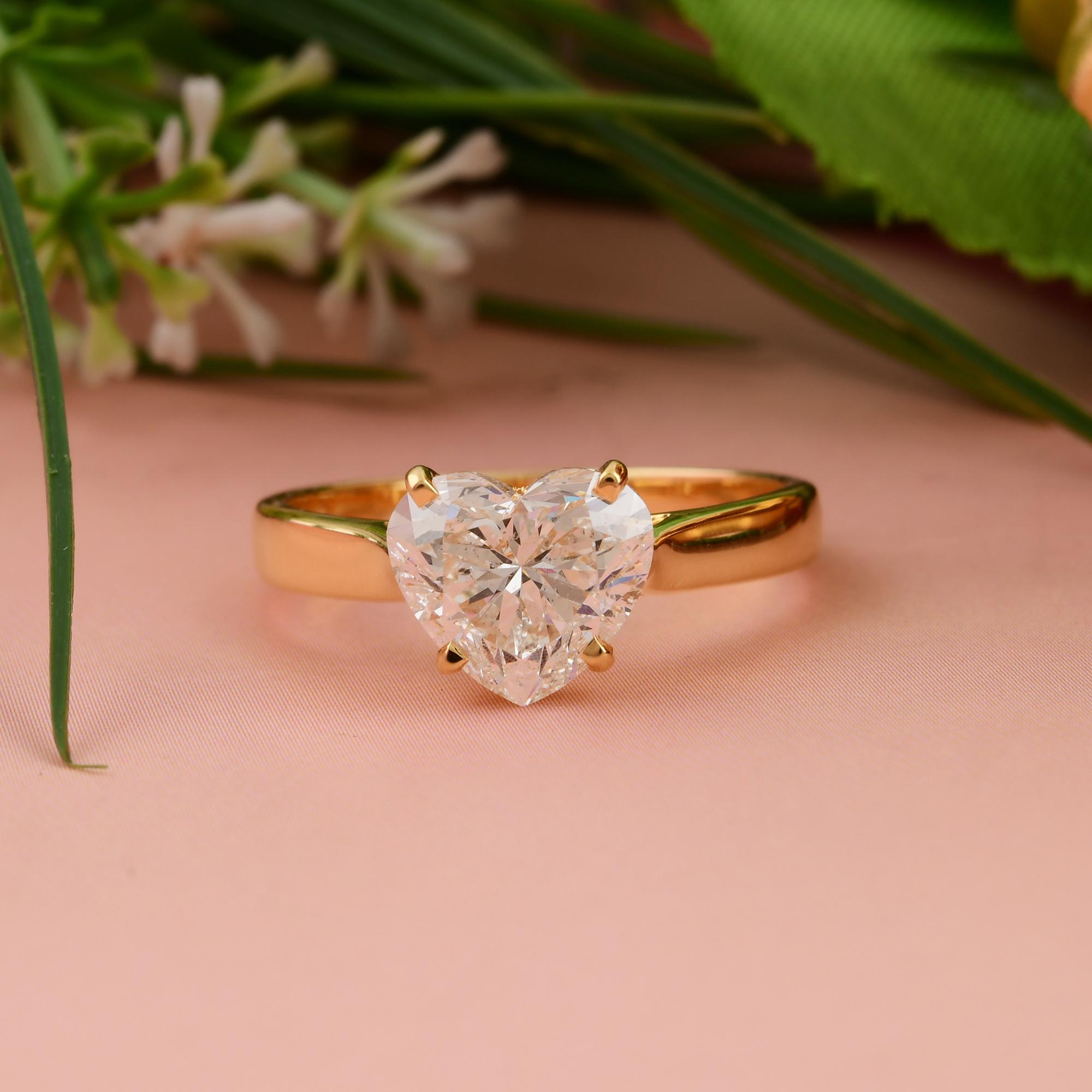 En vente :  3.01ct Solitaire Heart Diamond Engagement Ring 18k Yellow Gold Fine Jewelry Gift 9