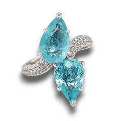3.01ct Vivid Neon Copper-Bearing Blue Paraiba Tourmaline Ring 18K Gold GIA