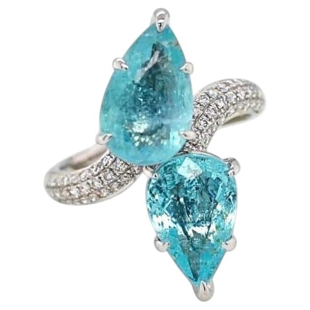 3.01ct Vivid Neon Copper-Bearing Blue Paraiba Tourmaline Ring 18K Gold GIA