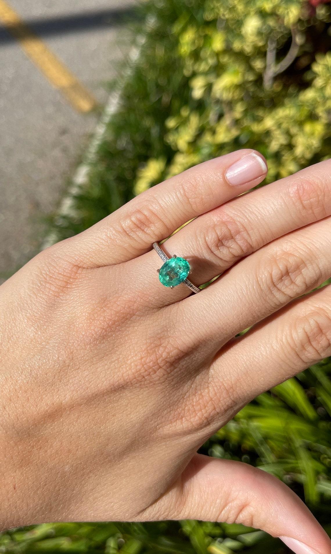 light green emerald ring