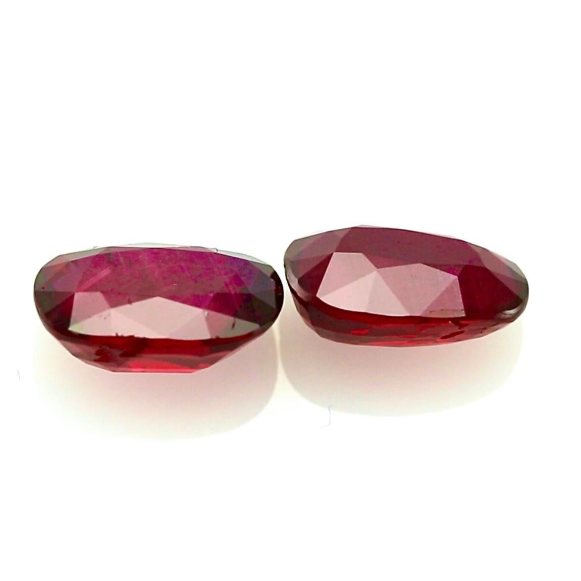 3.02 + 3.01 Carat Matching Pair of “Pigeon’s Blood” Rubies – GRS Certified For Sale 4