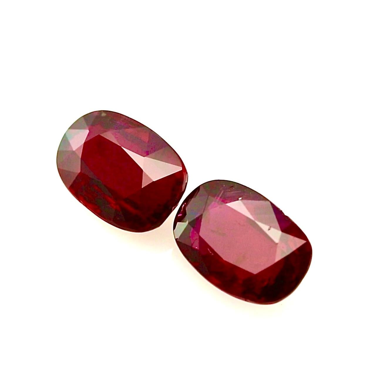 Women's or Men's 3.02 + 3.01 Carat Matching Pair of “Pigeon’s Blood” Rubies – GRS Certified For Sale
