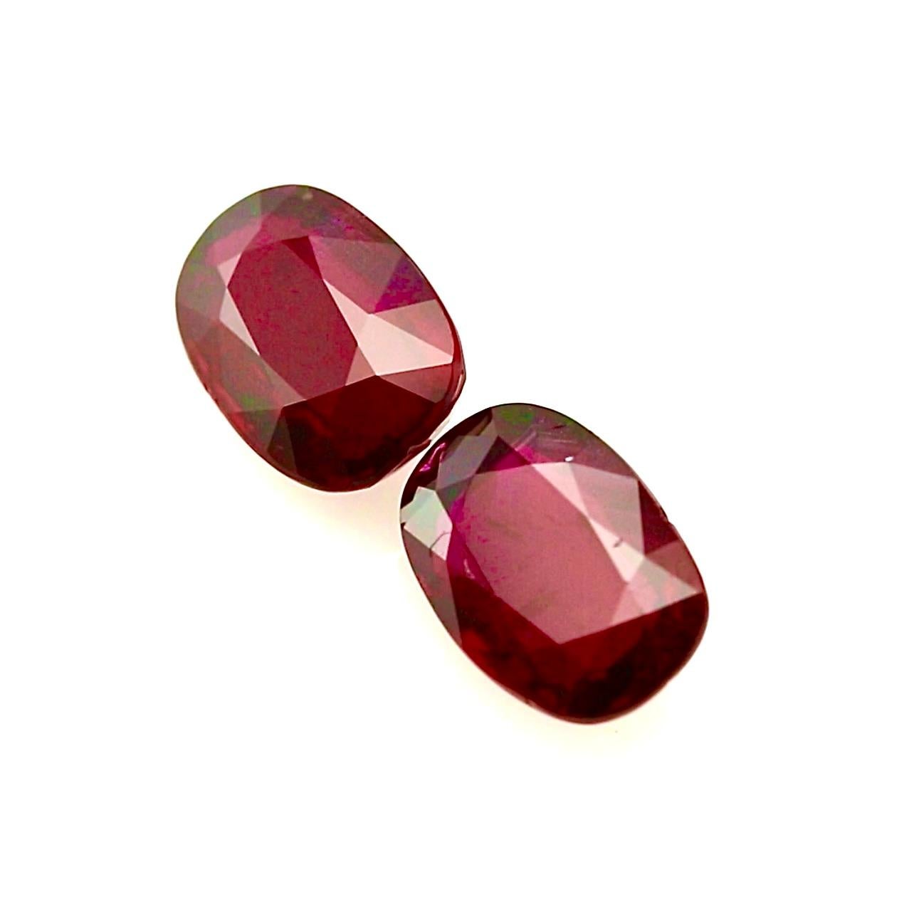 3.02 + 3.01 Carat Matching Pair of “Pigeon’s Blood” Rubies – GRS Certified For Sale 1
