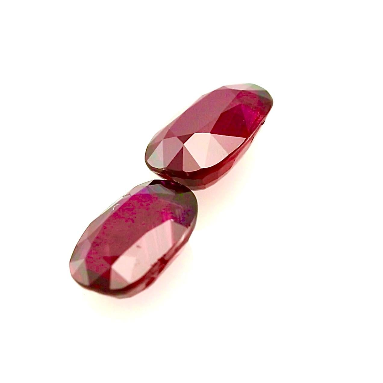 3.02 + 3.01 Carat Matching Pair of “Pigeon’s Blood” Rubies – GRS Certified For Sale 2