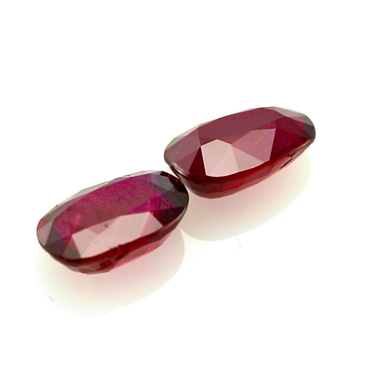 3.02 + 3.01 Carat Matching Pair of “Pigeon’s Blood” Rubies – GRS Certified For Sale 3