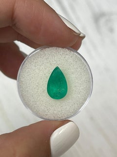 3.02 Carat 12.3x7.8 Green Natural Colombian Emerald - Pear Cut Teardrop May