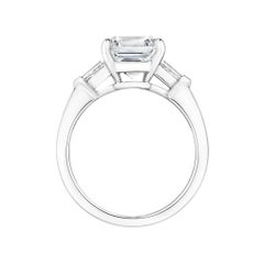 3.02 Carat Asscher Cut Diamond Platinum Engagement Ring