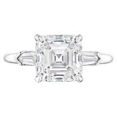 3.02 Carat Asscher Cut Diamond Platinum Engagement Ring