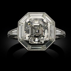 3.02 Carat Asscher Halo Diamond Ring Brilliant 18K Gold Effortless Elegance