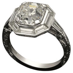 3.02 Carat Asscher Halo Diamond Ring Brilliant 18K Gold Effortless Elegance