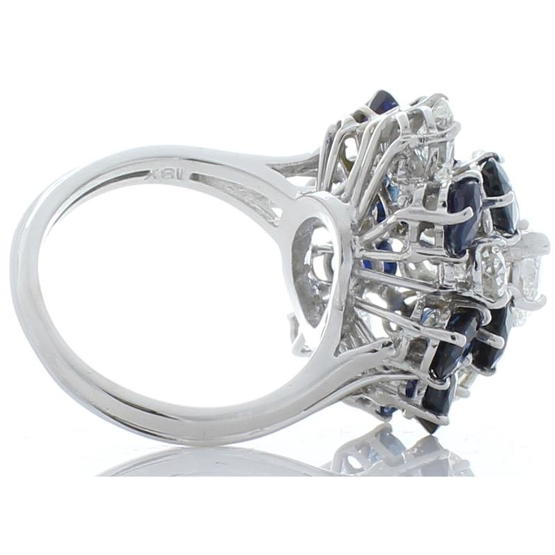 Contemporary 3.02 Carat Blue Sapphire and Diamond Cocktail Ring in 18 Karat White Gold