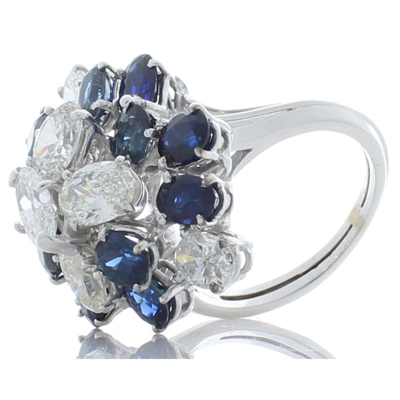 3.02 Carat Blue Sapphire and Diamond Cocktail Ring in 18 Karat White Gold 2