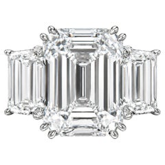 3,02 Karat Smaragdschliff-Diamant-Dreisteinring - GIA zertifiziert F/VS1