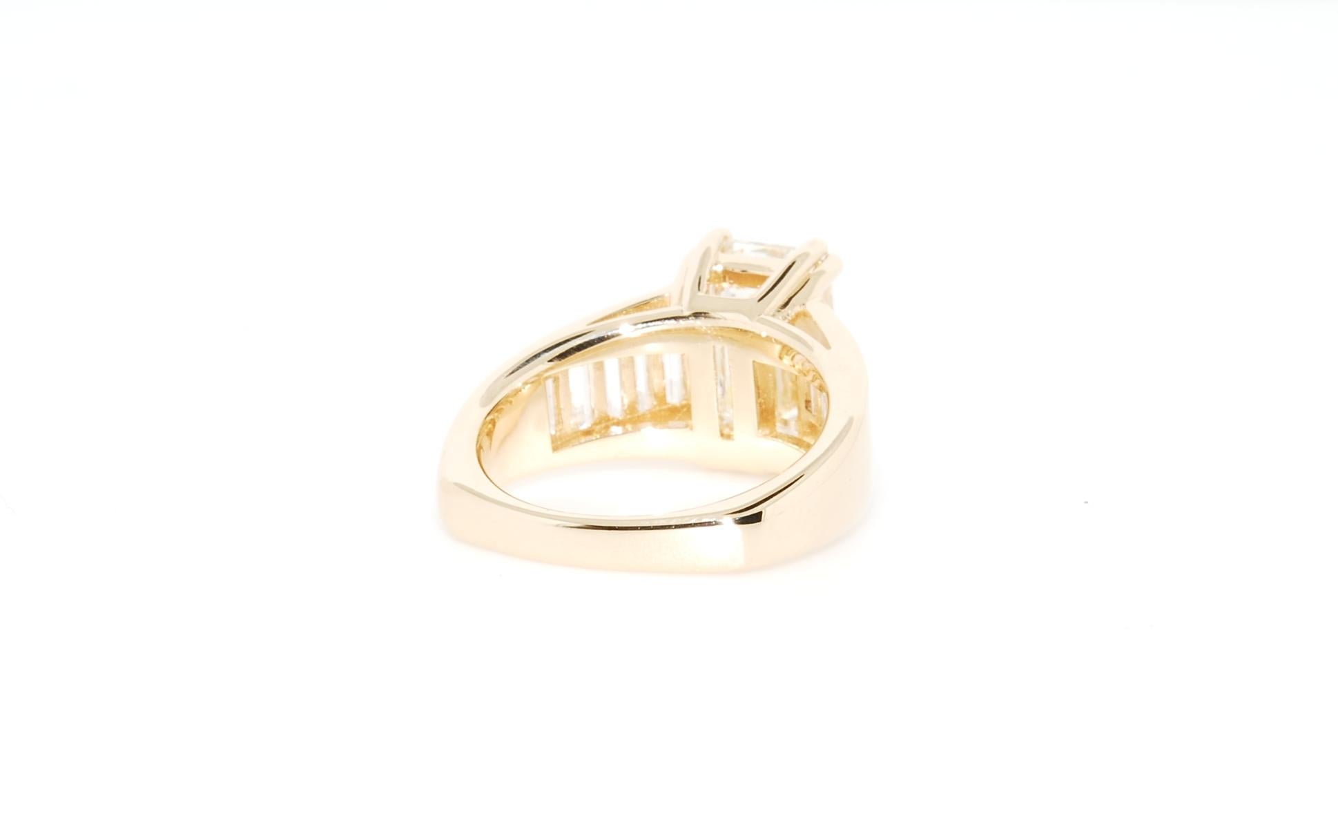 emerald cut with side baguettes