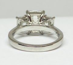 3.02 Carat GIA Certified Diamond Emerald Cut Three Stone Engagement Ring