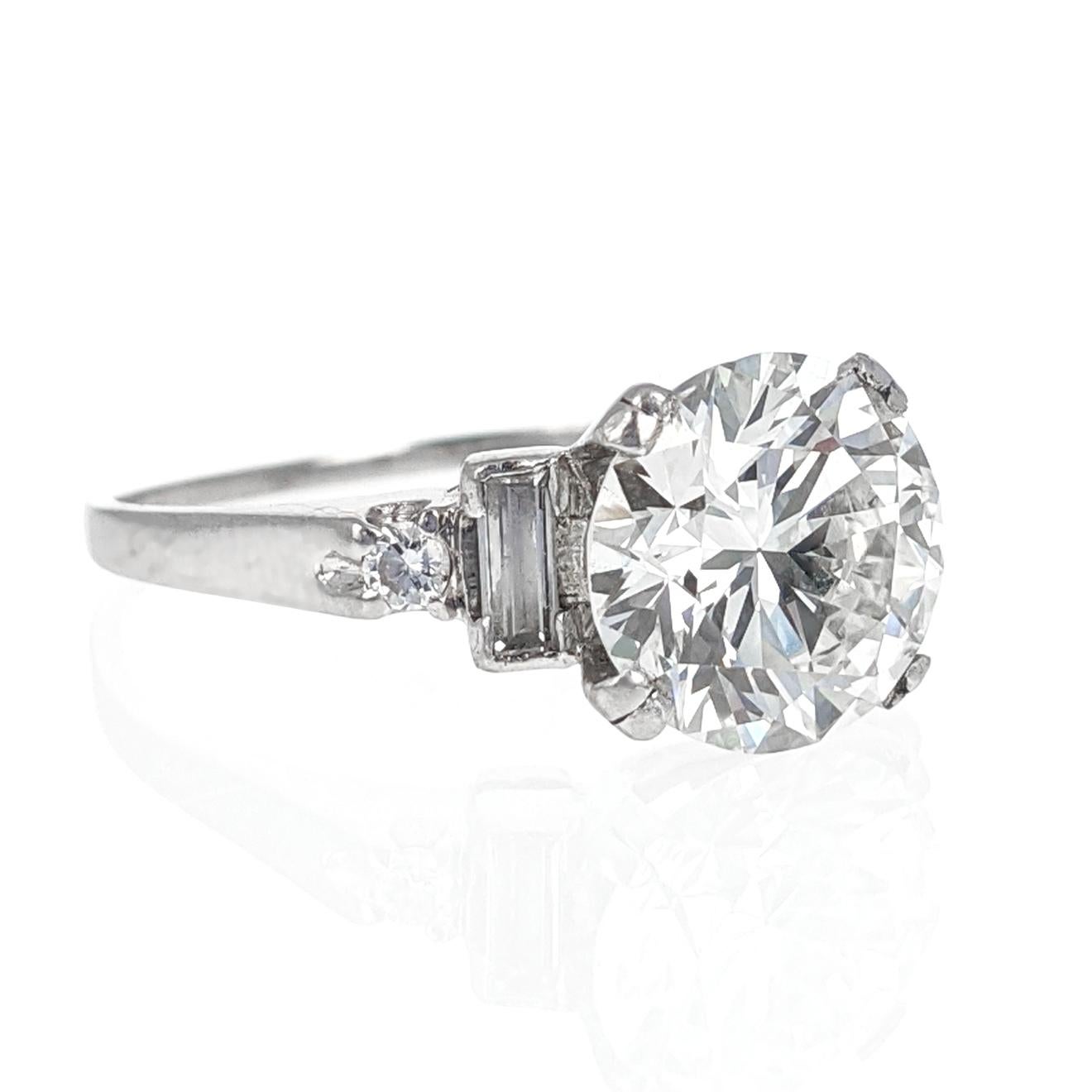 Round Cut 3.02 Carat GIA Certified Round Brilliant Cut Diamond Platinum Engagement Ring