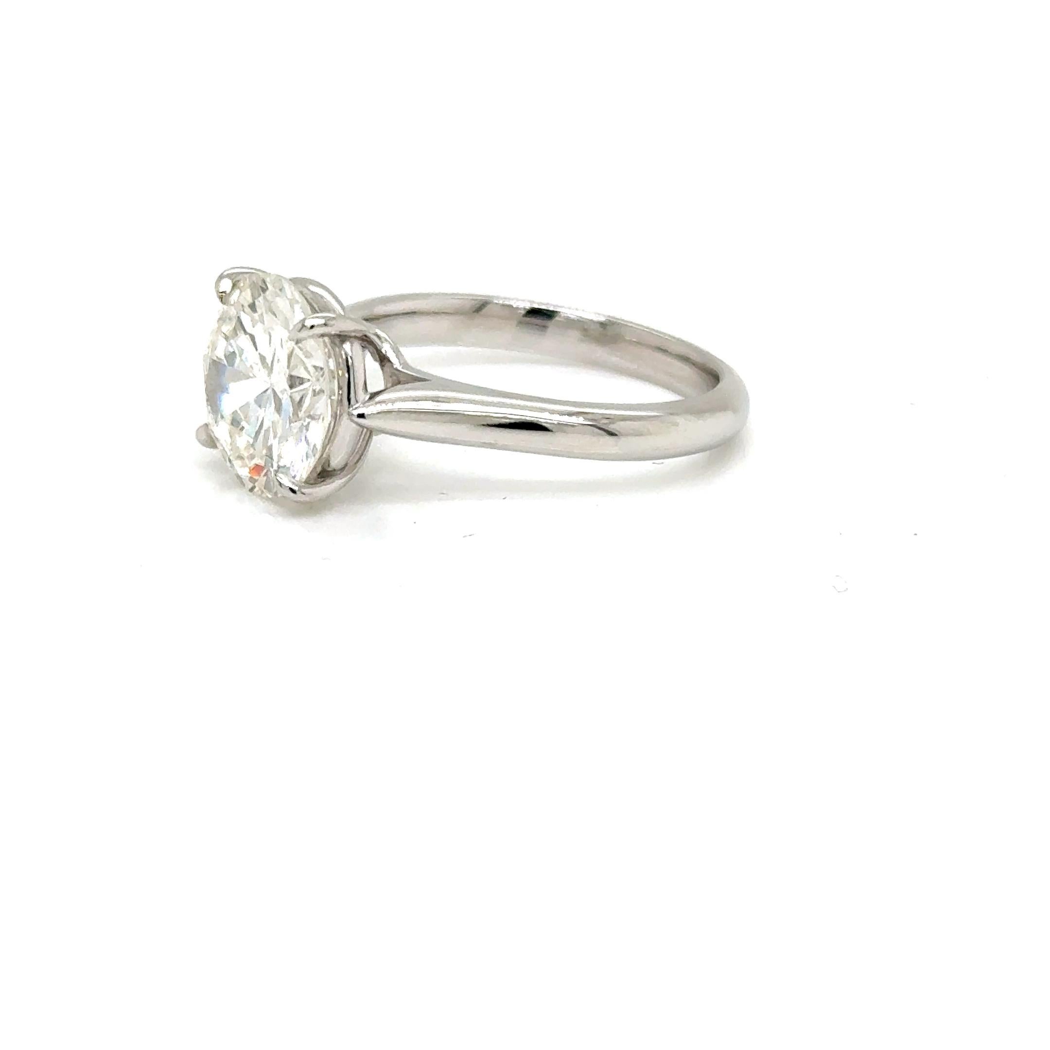 Solitär-Ring 3,02 Karat runder natürlicher Diamant GIA I Farbe VVS2 Reinheit im Angebot 2