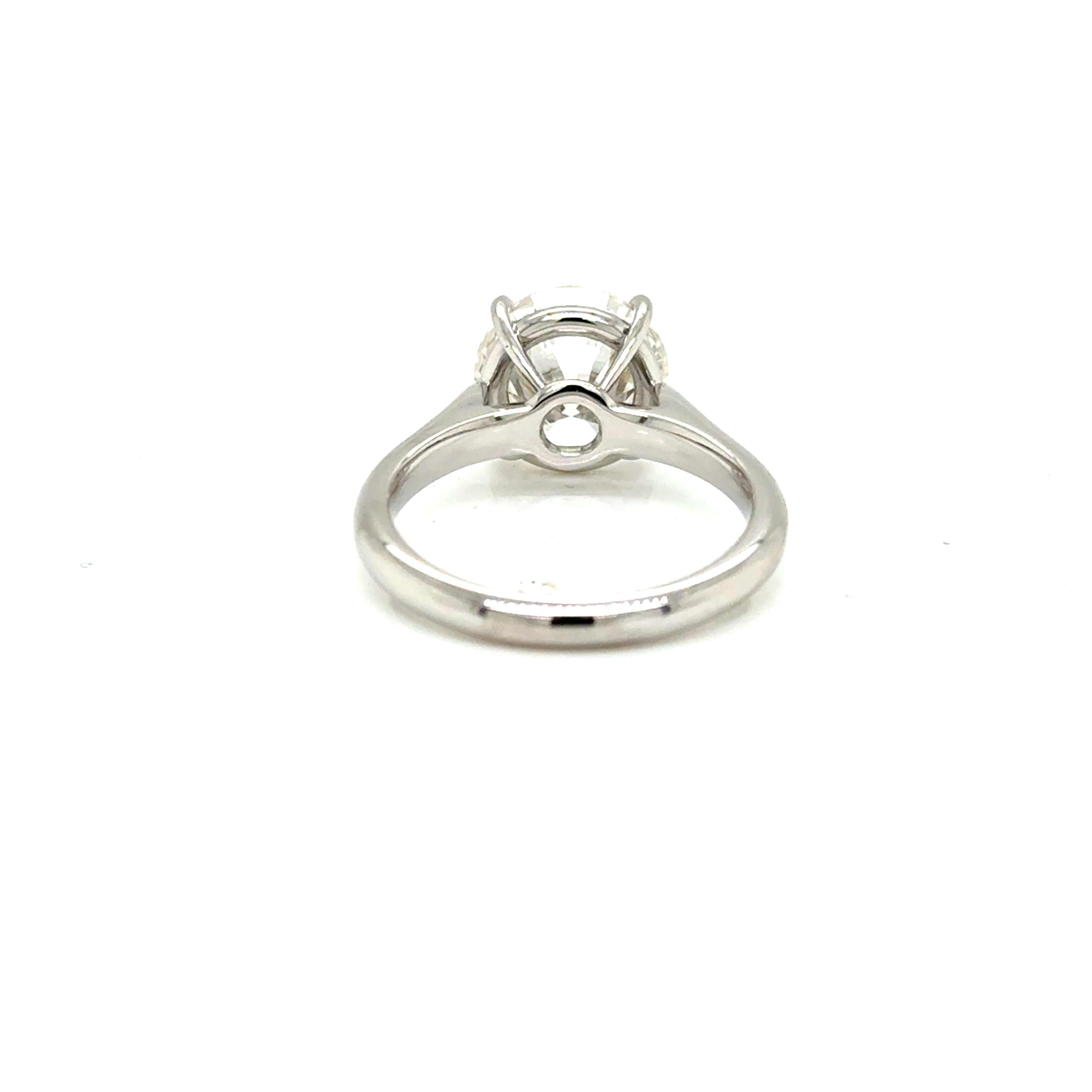 Solitär-Ring 3,02 Karat runder natürlicher Diamant GIA I Farbe VVS2 Reinheit im Angebot 5