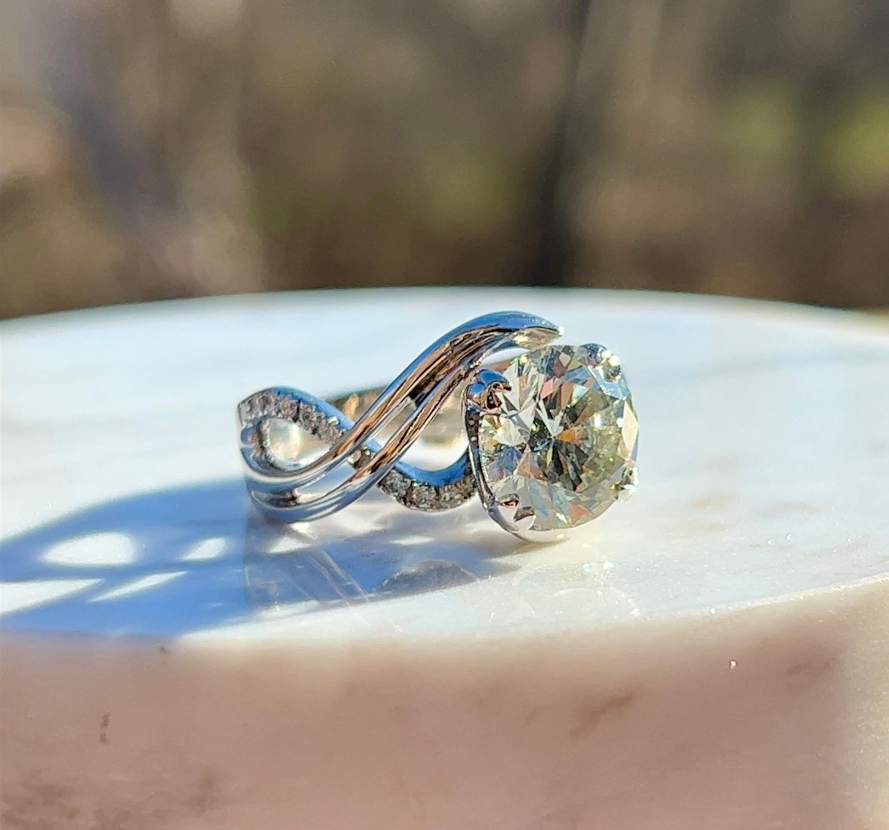 Women's or Men's 3.02 Carat Mark Schneider Brilliant Cut Diamond Engagement Ring For Sale
