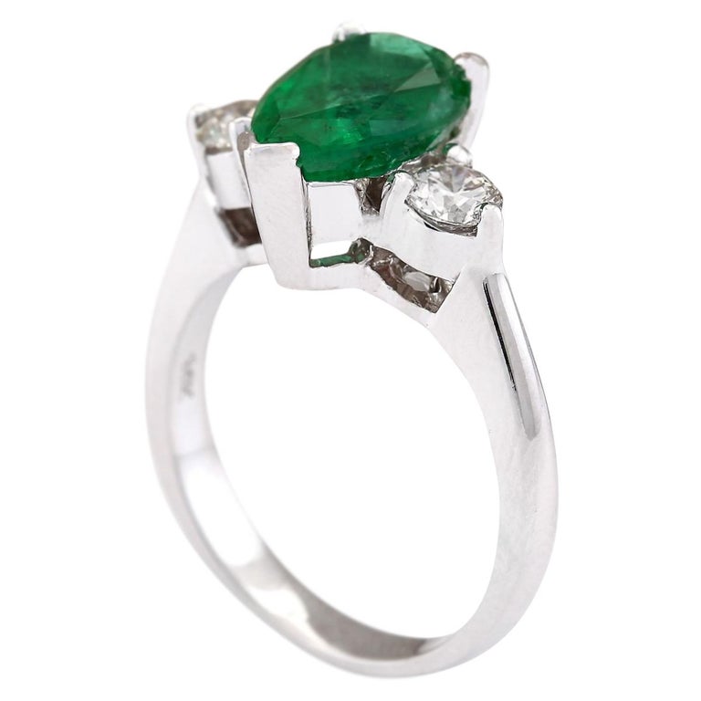 3.02 Carat Natural Emerald 18 Karat White Gold Diamond Ring For Sale at ...