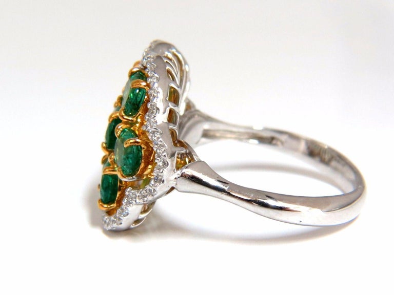 3.02 Carat Natural Oval Emeralds Diamond Cocktail Cluster Ring 14 Karat ...