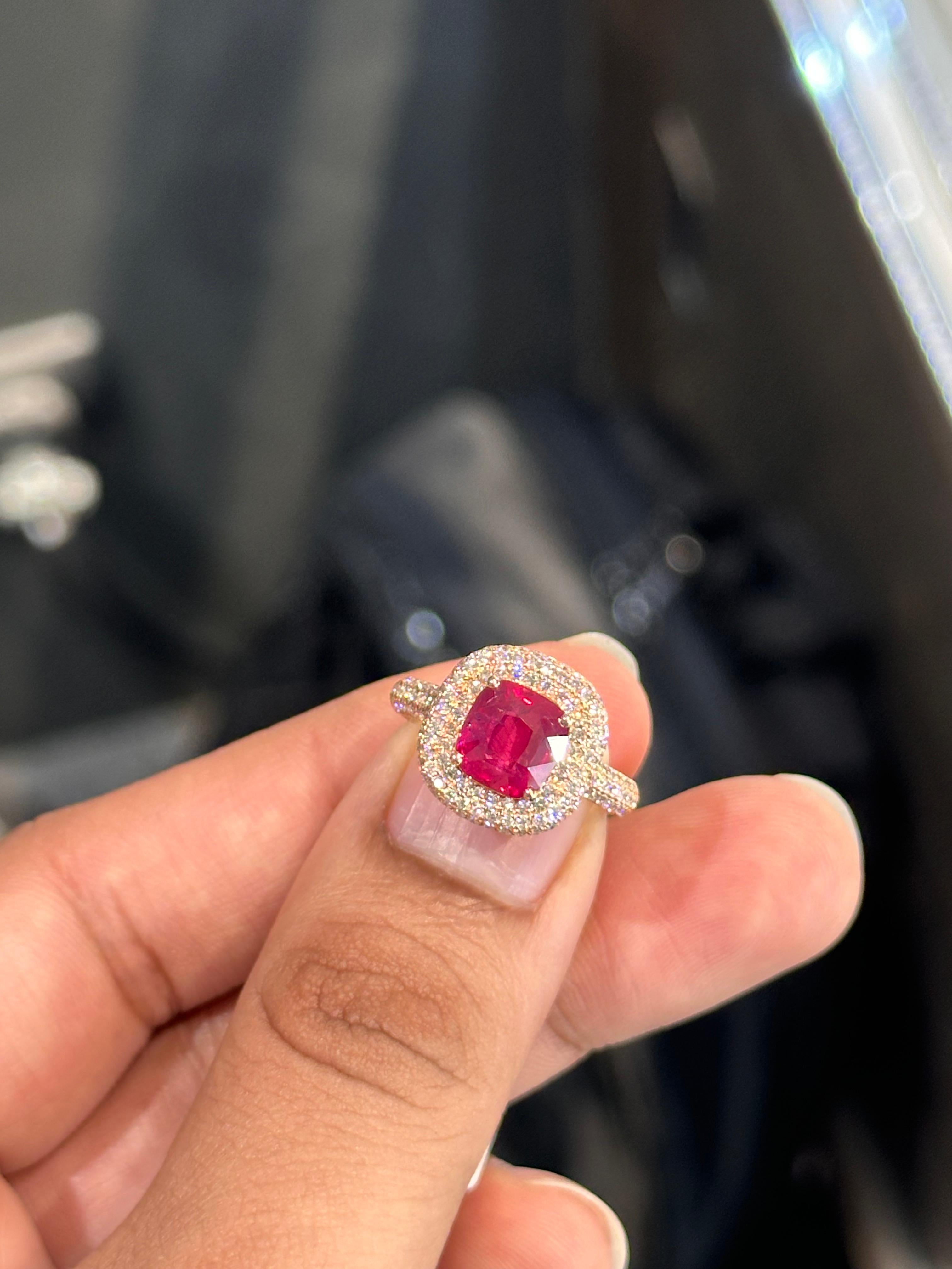 Art Deco 3.02 Carat No-Heat Ruby Ring For Sale