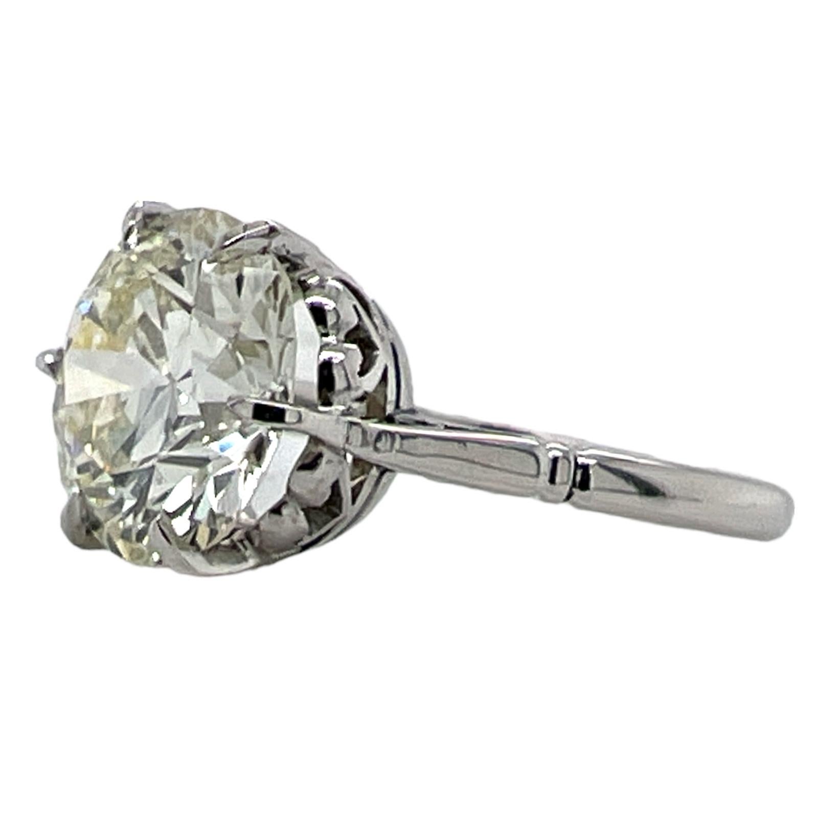 Art Deco 3.02 Carat Old European Cut Diamond Solitaire Platinum Engagement Ring GIA M/VS2