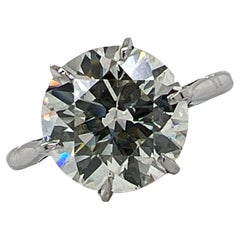 3.02 Carat Old European Cut Diamond Solitaire Platinum Engagement Ring GIA M/VS2