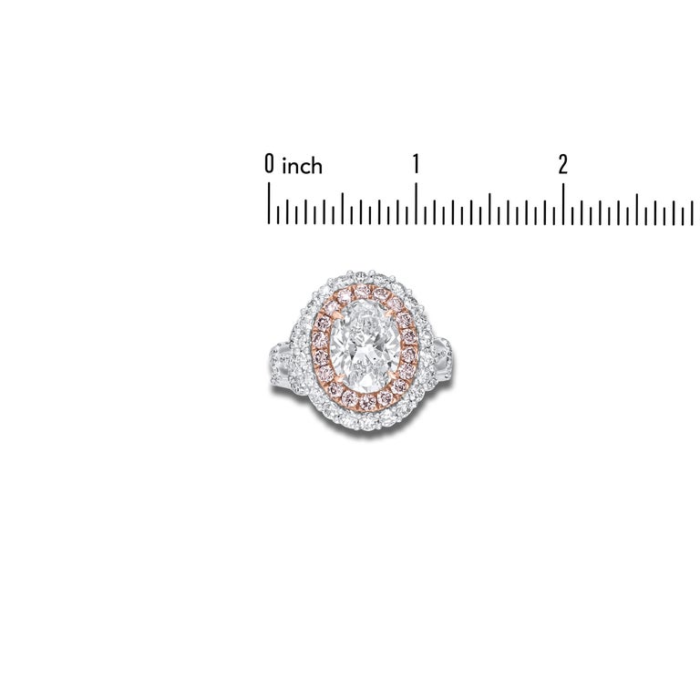 Oval Cut 3.02 Carat Oval Center Diamond Ring in 18k Rose and White Gold For Sale