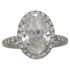 3.02 Carat Oval Diamond Ring Brilliant White 14K White Gold Effortless Elegance