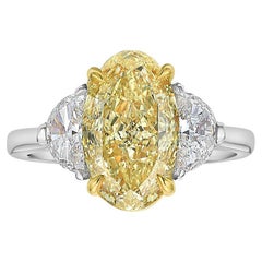 3.02 Carat Oval Diamond Ring Fancy Yellow 14K Gold Rare Fancy-Color Splendour